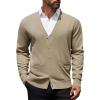 COOFANDY Mens Cardigan Sweaters Long Sleeve V Neck Cardigans Lightweight Knitted Button Down Sweaters with Pockets(Khaki)