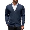 COOFANDY Mens Cardigan Sweaters Long Sleeve V Neck Cardigans Lightweight Knitted Button Down Sweaters with Pockets(Navy Blue)
