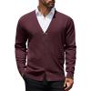 COOFANDY Mens Cardigan Sweaters Long Sleeve V Neck Cardigans Lightweight Knitted Button Down Sweaters with Pockets(Wine Red)