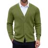 COOFANDY Men’s Cardigan Sweaters with Button Lightweight Casual V Neck Long Sleeve Pockets Knitted Sweater(Army Green)