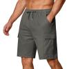 COOFANDY Men’s Cargo Shorts Elastic Waist Relaxed Fit Cotton Casual Outdoor Lightweight Work Shorts with Multi Pockets(Grey)