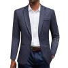 COOFANDY Men’s Casual Blazer Jacket One Button Suit Jackets Lightweight Knit Sport Coat(Grid-blue)