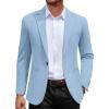 COOFANDY Men’s Casual Blazer Jacket One Button Suit Jackets Lightweight Knit Sport Coat(Light Blue)