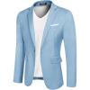 COOFANDY Mens Casual Blazer Slim Fit Sport Coats One Button Business Suit Jacket(Light Blue)