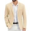 COOFANDY Men’s Casual Blazer Slim Fit Suit Jackets Two Button Lightweight Knit Sport Coat(Light Khaki)