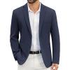 COOFANDY Men’s Casual Blazer Slim Fit Suit Jackets Two Button Lightweight Knit Sport Coat(Navy Blue)