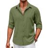 COOFANDY Men’s Casual Button Down Shirt Long Sleeve Untucked Chambray Shirt Wrinkle Free Dress Shirts(Chive)