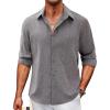 COOFANDY Men’s Casual Button Down Shirt Long Sleeve Untucked Chambray Shirt Wrinkle Free Dress Shirts(Granite Gray)