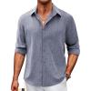 COOFANDY Men’s Casual Button Down Shirt Long Sleeve Untucked Chambray Shirt Wrinkle Free Dress Shirts(Medieval Blue)