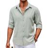 COOFANDY Men’s Casual Button Down Shirt Long Sleeve Untucked Chambray Shirt Wrinkle Free Dress Shirts(Sage Green)