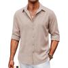 COOFANDY Men’s Casual Button Down Shirt Long Sleeve Untucked Chambray Shirt Wrinkle Free Dress Shirts(Sesame)