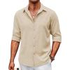 COOFANDY Men’s Casual Button Down Shirt Long Sleeve Untucked Chambray Shirt Wrinkle Free Dress Shirts(Shortbread)
