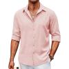 COOFANDY Men’s Casual Button Down Shirt Long Sleeve Untucked Chambray Shirt Wrinkle Free Dress Shirts(Veiled Rose)