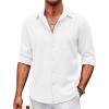 COOFANDY Men’s Casual Button Down Shirt Long Sleeve Untucked Chambray Shirt Wrinkle Free Dress Shirts(White)