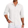 COOFANDY Men’s Casual Button Down Shirt Long Sleeve Wrinkle Free Shirts Loose fit Shirt Textured Stretch Shirts with Pocket(White)