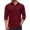 COOFANDY Mens Casual Button Down Shirt Long Sleeve Wrinkle Free Shirts Stretch Dress Shirt(Wine Red)