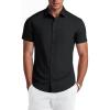 COOFANDY Mens Casual Button Down Shirts Lightweight Short Sleeve Shirts(Black)