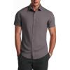 COOFANDY Mens Casual Button Down Shirts Lightweight Short Sleeve Shirts(Dark Gray)