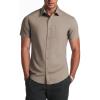 COOFANDY Mens Casual Button Down Shirts Lightweight Short Sleeve Shirts(Khaki)