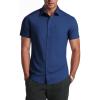 COOFANDY Mens Casual Button Down Shirts Lightweight Short Sleeve Shirts(Navy Blue)