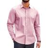 COOFANDY Mens Casual Button Down Shirts Long Sleeve Untucked Shirts for Men Stretch Dress Shirt(Light Pink)