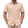 COOFANDY Men’s Casual Button Down Shirts Short Sleeve Summer Untucked Dress Shirts(Khaki)