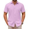 COOFANDY Men’s Casual Button Down Shirts Short Sleeve Summer Untucked Dress Shirts(Lavender)