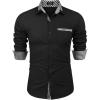 COOFANDY Men’s Casual Button Down Shirts Stretch Short Sleeve Business Dress Shirt with Pocket(Check Pattern-black)