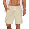 COOFANDY Men’s Casual Corduroy Shorts With Elastic Waist, Drawstring, Lightweight Summer Beach Shorts With Pockets(Beige)