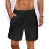 COOFANDY Men’s Casual Corduroy Shorts With Elastic Waist, Drawstring, Lightweight Summer Beach Shorts With Pockets(Black)