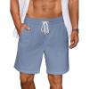 COOFANDY Men’s Casual Corduroy Shorts With Elastic Waist, Drawstring, Lightweight Summer Beach Shorts With Pockets(Blue)