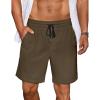 COOFANDY Men’s Casual Corduroy Shorts With Elastic Waist, Drawstring, Lightweight Summer Beach Shorts With Pockets(Brown)