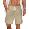 COOFANDY Men’s Casual Corduroy Shorts With Elastic Waist, Drawstring, Lightweight Summer Beach Shorts With Pockets(Light Khaki)