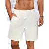 COOFANDY Men’s Casual Corduroy Shorts With Elastic Waist, Drawstring, Lightweight Summer Beach Shorts With Pockets(White)
