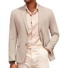 COOFANDY Mens Casual Cotton Linen Blazer Lightweight Linen Sport Coat Two Button Suit Jacket(Khaki)