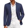 COOFANDY Mens Casual Cotton Linen Blazer Lightweight Linen Sport Coat Two Button Suit Jacket(Navy Blue)