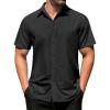 COOFANDY Men’s Casual Dress Shirts Short Sleeve Wrinkle Free Casual Button Down Shirts(Black)