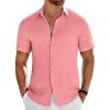 COOFANDY Men’s Casual Dress Shirts Short Sleeve Wrinkle Free Casual Button Down Shirts(Champagne Pink)