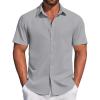 COOFANDY Men’s Casual Dress Shirts Short Sleeve Wrinkle Free Casual Button Down Shirts(Concrete Gray)