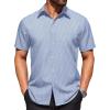 COOFANDY Men’s Casual Dress Shirts Short Sleeve Wrinkle Free Casual Button Down Shirts(Light Blue-square)