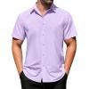 COOFANDY Men’s Casual Dress Shirts Short Sleeve Wrinkle Free Casual Button Down Shirts(Light Purple)