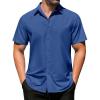 COOFANDY Men’s Casual Dress Shirts Short Sleeve Wrinkle Free Casual Button Down Shirts(Navy)