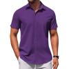COOFANDY Men’s Casual Dress Shirts Short Sleeve Wrinkle Free Casual Button Down Shirts(Violet)