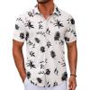 COOFANDY Men’s Casual Dress Shirts Short Sleeve Wrinkle Free Casual Button Down Shirts(White – Leaf)