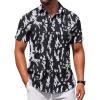 COOFANDY Men’s Casual Dress Shirts Short Sleeve Wrinkle Free Casual Button Down Shirts(White-black Abstract)