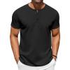 COOFANDY Men’s Casual Henley T-Shirts Summer Short Sleeve Cotton Shirts Basic Button Tee Tops(Black)