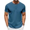 COOFANDY Men’s Casual Henley T-Shirts Summer Short Sleeve Cotton Shirts Basic Button Tee Tops(Captain’s Blue)