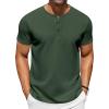 COOFANDY Men’s Casual Henley T-Shirts Summer Short Sleeve Cotton Shirts Basic Button Tee Tops(Dark Green)