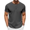 COOFANDY Men’s Casual Henley T-Shirts Summer Short Sleeve Cotton Shirts Basic Button Tee Tops(Dark Grey)