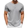 COOFANDY Men’s Casual Henley T-Shirts Summer Short Sleeve Cotton Shirts Basic Button Tee Tops(Grey)